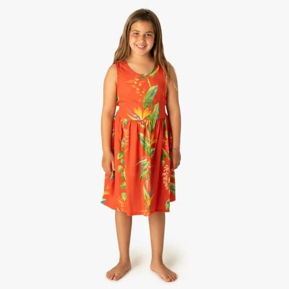Hilo Hattie Girls Red Bird of Paradise Mini Dress Size Large - Picture 1 of 9